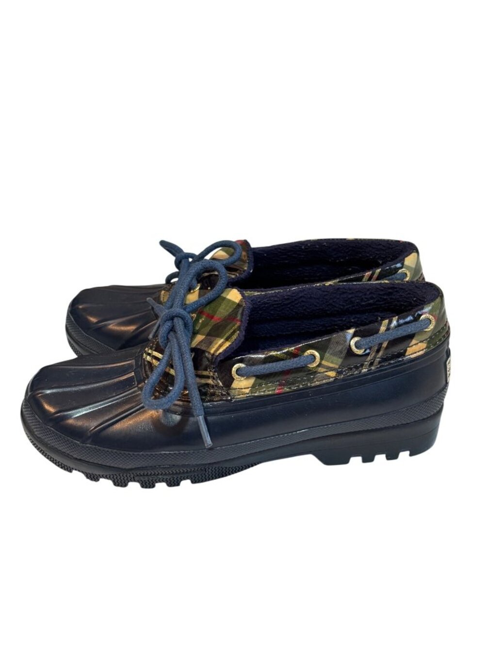 Sperry Top-Sider Womens Waterproof Rubber Duck Boots With Plaid Design 6 Navy & - Picture 11 of 13
